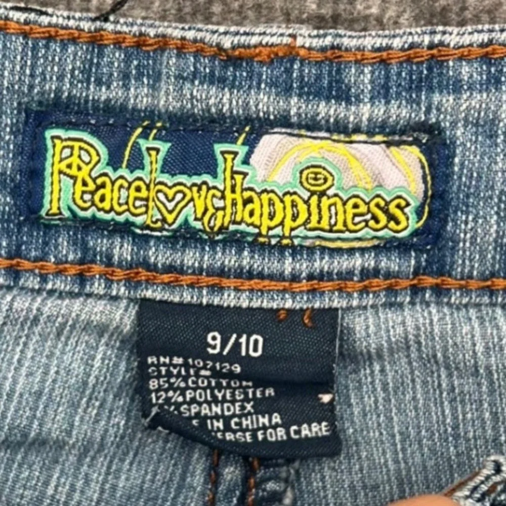 Peace Love‎ Happiness Womens Denim Bermuda Shorts Medium Wash Y2K Size 9/10